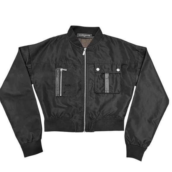 Maniere De Voir Not All Who Wander Are Lost Cropped Bomber Jacket - Picture 2 of 6